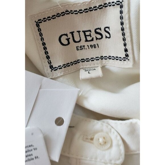 NWT GUESS ELLIS LONG SLEEVE WHITE SHIRT STYLE DRESS LARGE - Picture 14 of 14